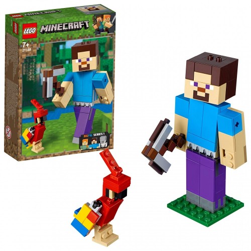 LEGO Minecraft di Steve con pappagallo