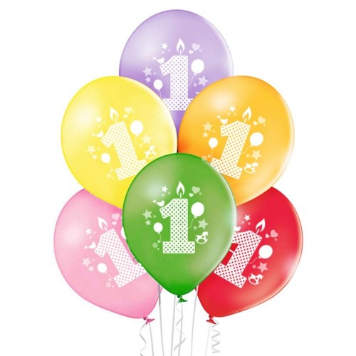 6 palloncini primo compleanno in lattice