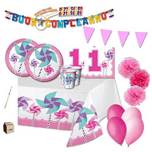 Kit per 32 bambini 1° compleanno Girandola rosa