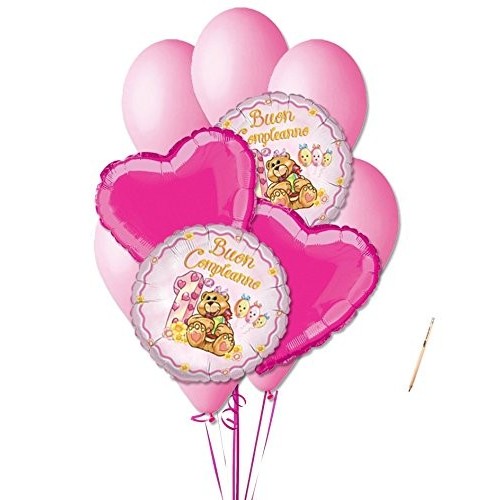 Bouquet 1° compleanno orsetta rosa