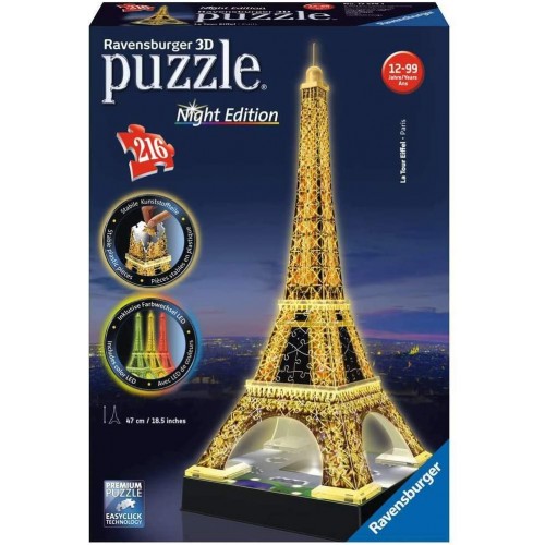 Puzzle Tour Torre Eiffel 3D con LED, 126 pezzi - Ravensburger