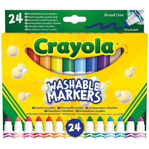 24 Pennarelli lavabili, punta Maxi, Crayola, colori assortiti brillanti e vivaci