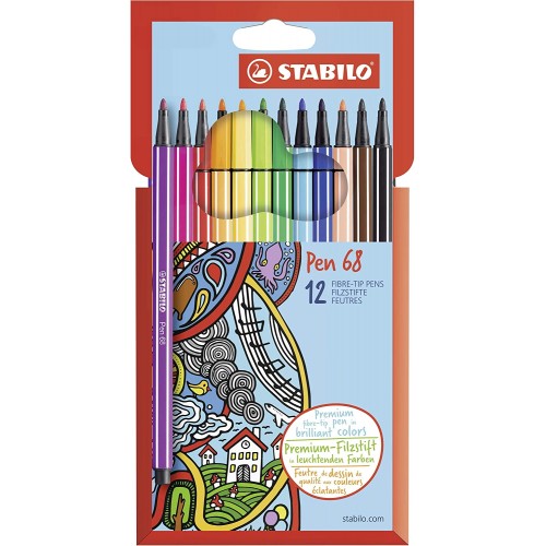 Conf. da 12 Pennarelli Premium - Stabilo Pen 68 - Colori assortiti