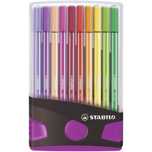 20 pennarelli Stabilo Pen 68 con Astuccio da 20 antracite/rosa, colori assortiti