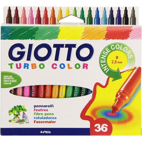 36 pennarelli Tubo Color Giotto, maxi punta da 2,8 mm
