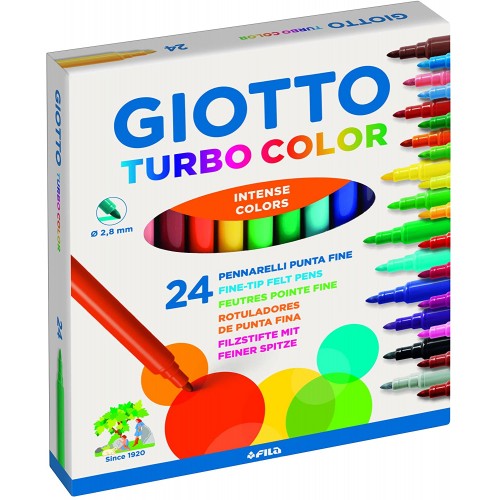 24 Pennarelli Giotto Turbo Color, punta da 2,8 mm