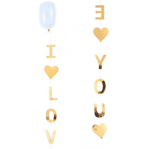 Festone i Love You San Valentino, carta oro, banner pendente