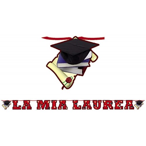 Festone scritta La Mia Laurea con cappello tocco, in cartoncino