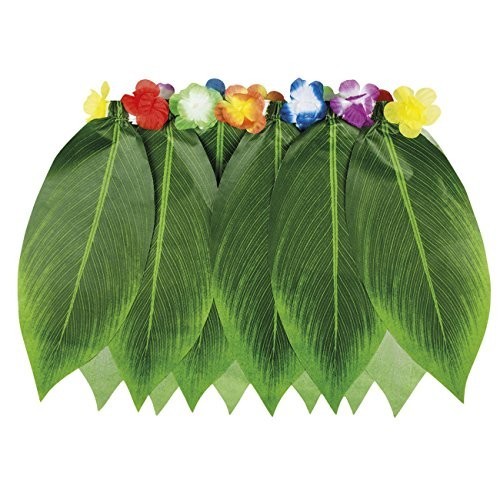 Gonna Hawaii colore verde, taglia unica, con foglie di palma