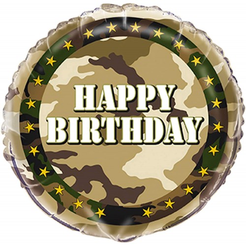 Palloncino Happy Birthday stile Militare, da 45 cm