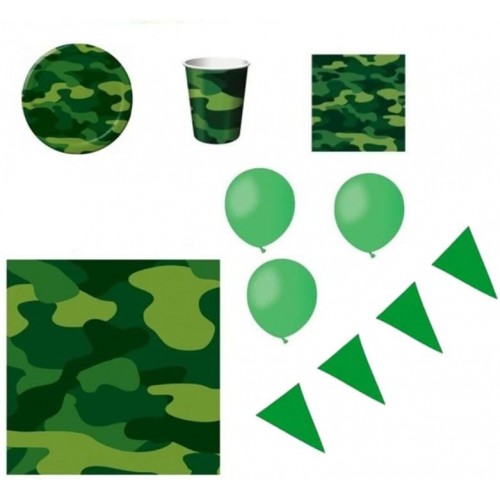 Kit per 8 persone festa Militare, coordinato tavola e accessori
