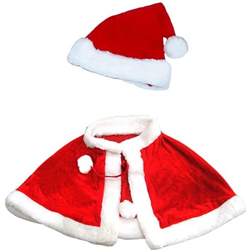 Mantello rosso con cappello di Mamma Natale, per bambini