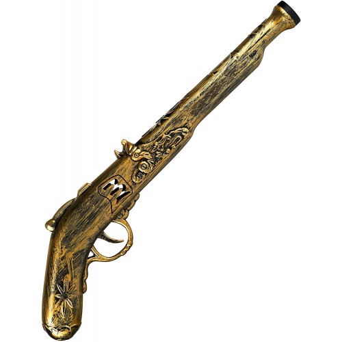 Pistola da pirata, rivoltella colore oro, arma per travestimenti