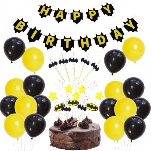 Set torta Batman, cake topper, palloncini e festone